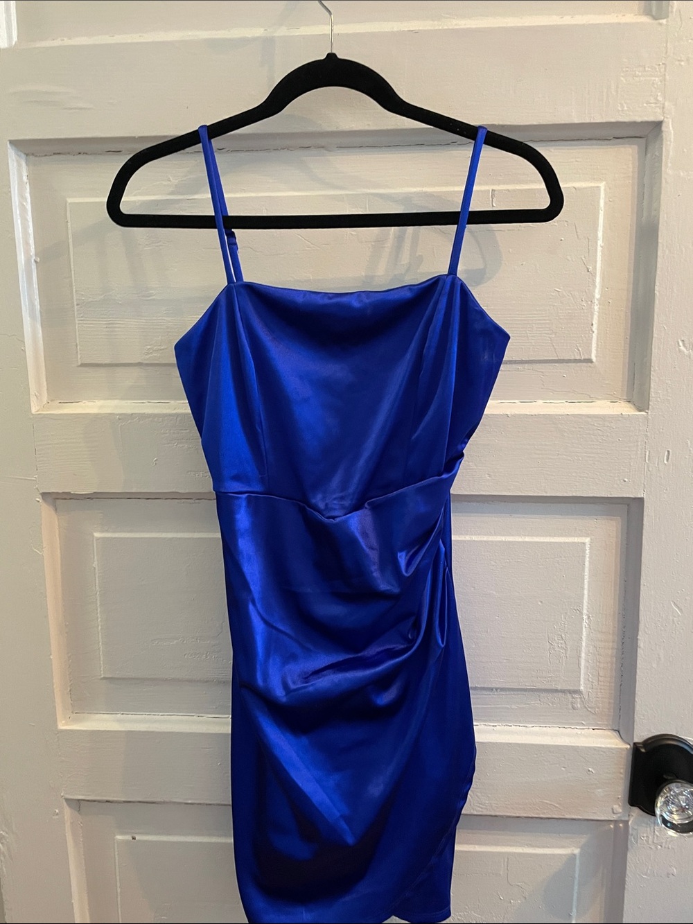 Emerald Sundae Royal Blue Satin Mini Slip Dress